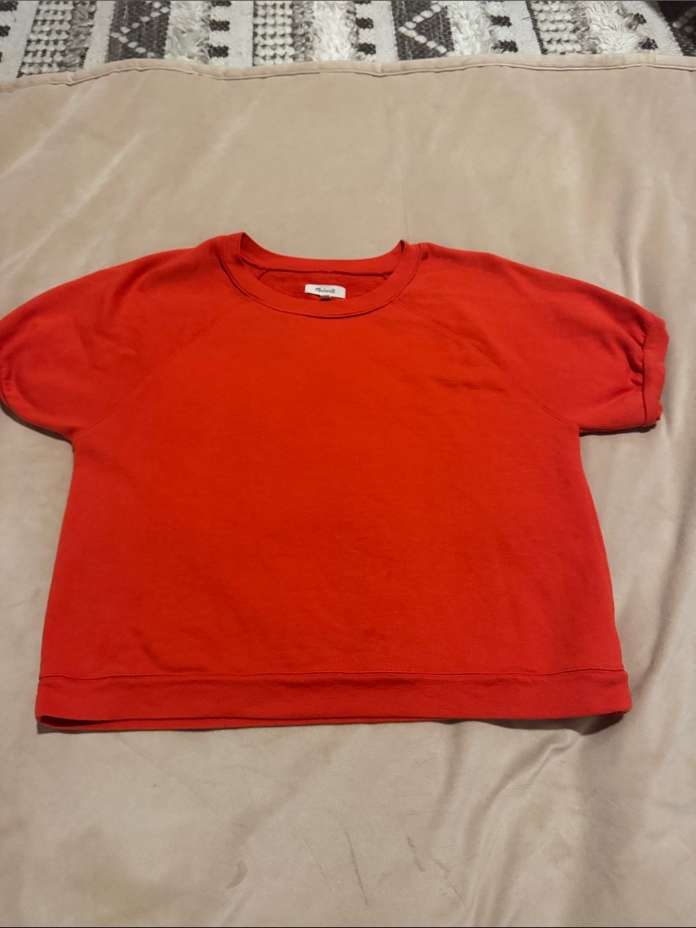 Madewell Kids Short-Sleeve Sweatshirt in Bright Red